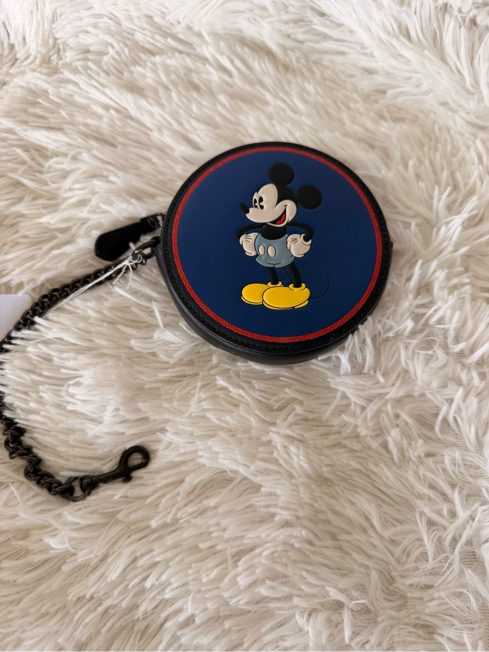 Coach Mickey Mouse Round Coin Purse - Blue with Yellow Accents